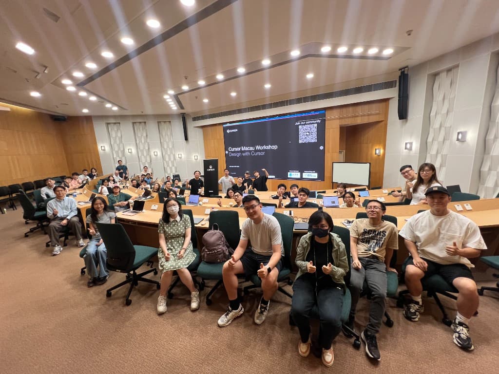 Design with Cursor workshop group at City University of Macau